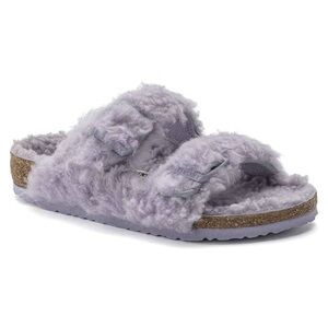 Birkenstock Arizona Kids Shearling Double-Strap Slide Purple Sz 34 New No Box